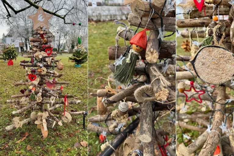 Nachhaltiger Weihnachtsbaum aus Totholz mit selbst gemachtem Schmuck