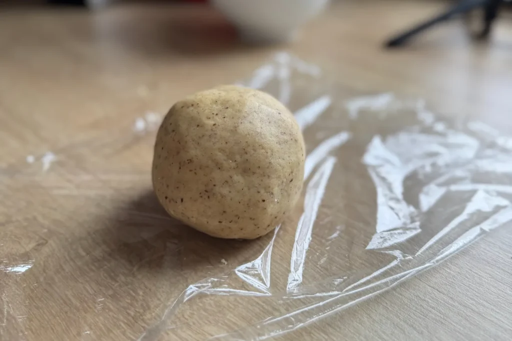 Mürbeteig zu einer Kugel geformt
