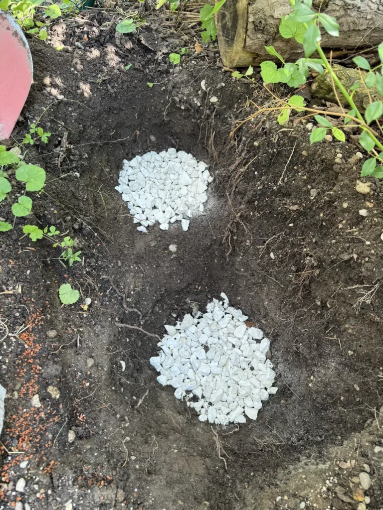 Drainageschicht mit grobem Kies oder Schotter als unterste Ebene einer Reptilienburg.