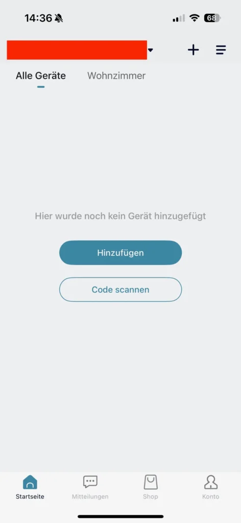 Screenshot der PetTec iOS App der zum Hinzufügen eines neuen Geräts auffordert
