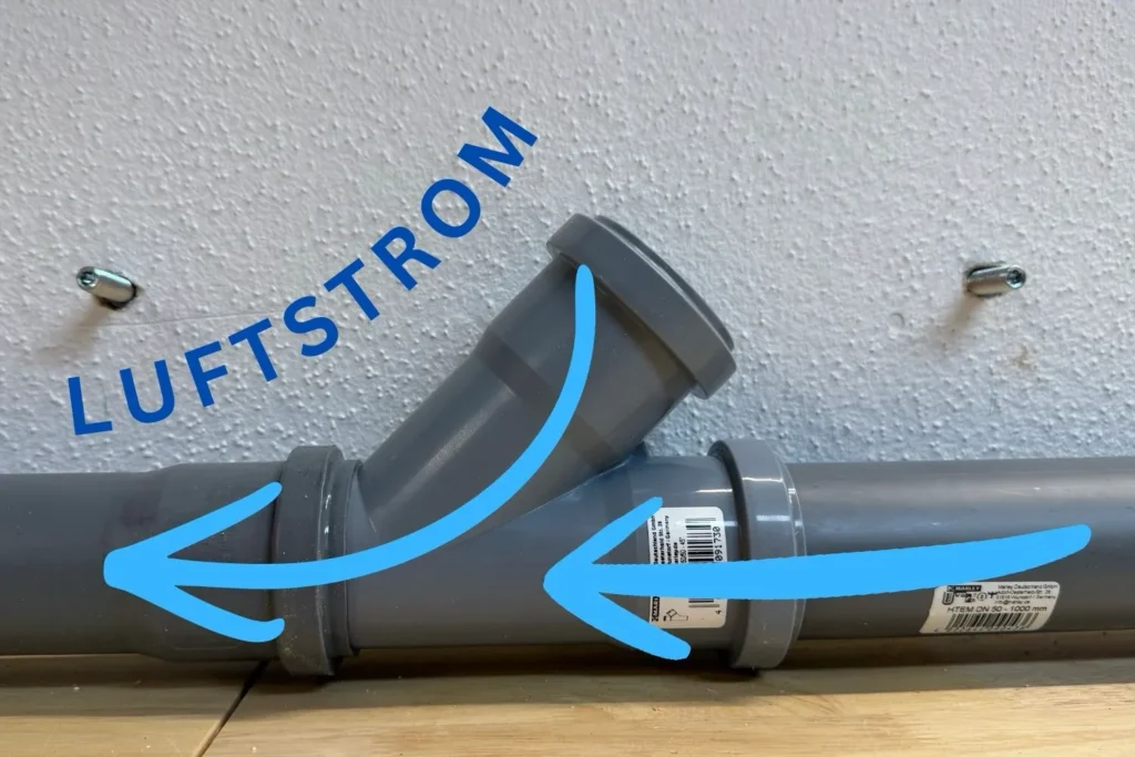 Richtige Strömungsrichtung bei 67-Grad-Abzweig der Werkstatt-Absaugung