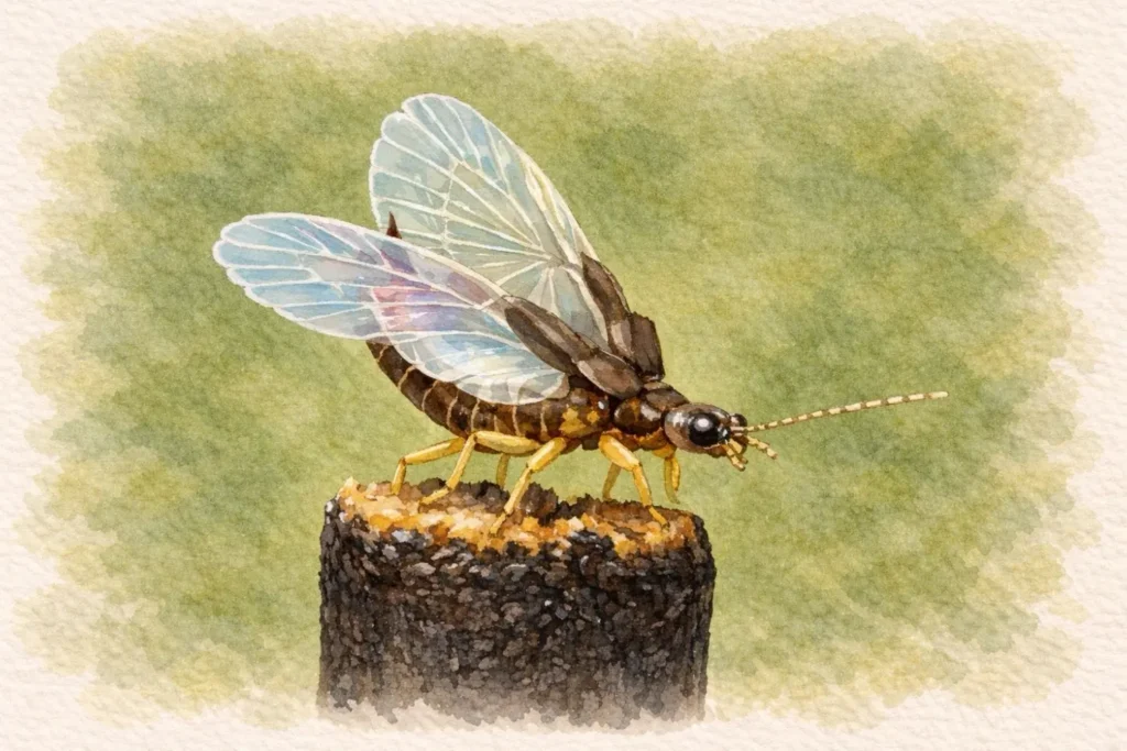 Ohrwurm mit ausgebreiteten Flügeln