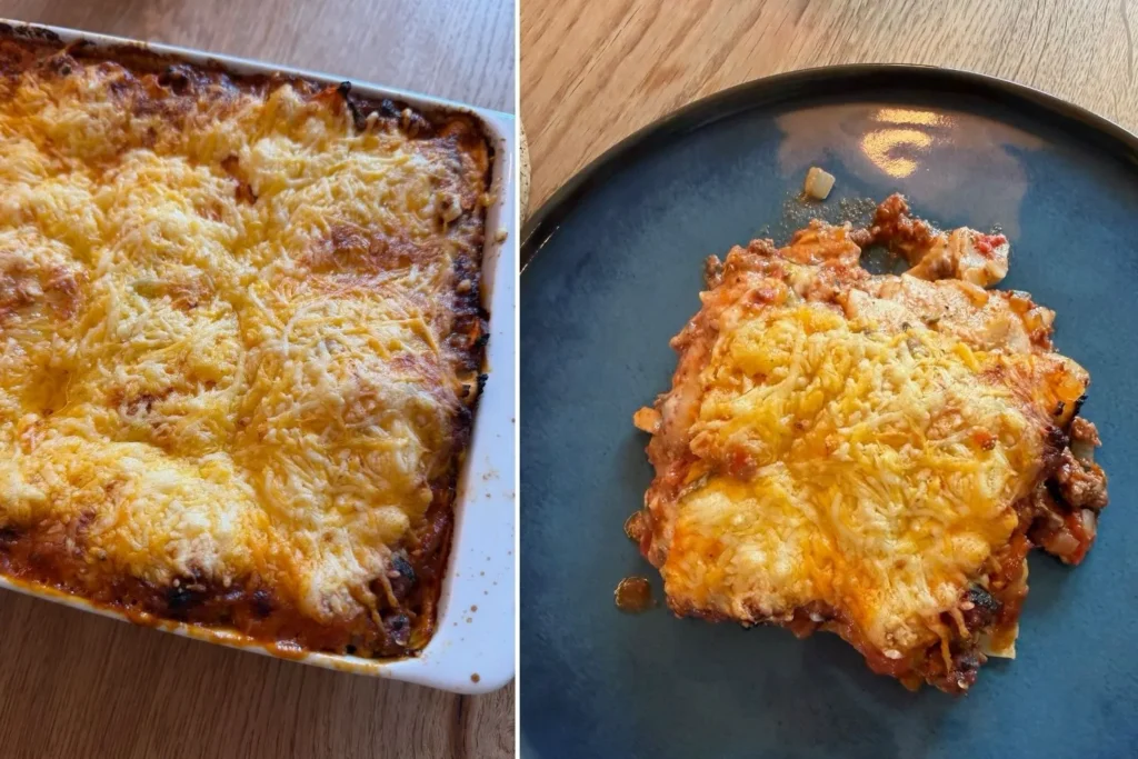 Goldbraun gebackene Lasagne mit Rinderhack und Béchamelsauce