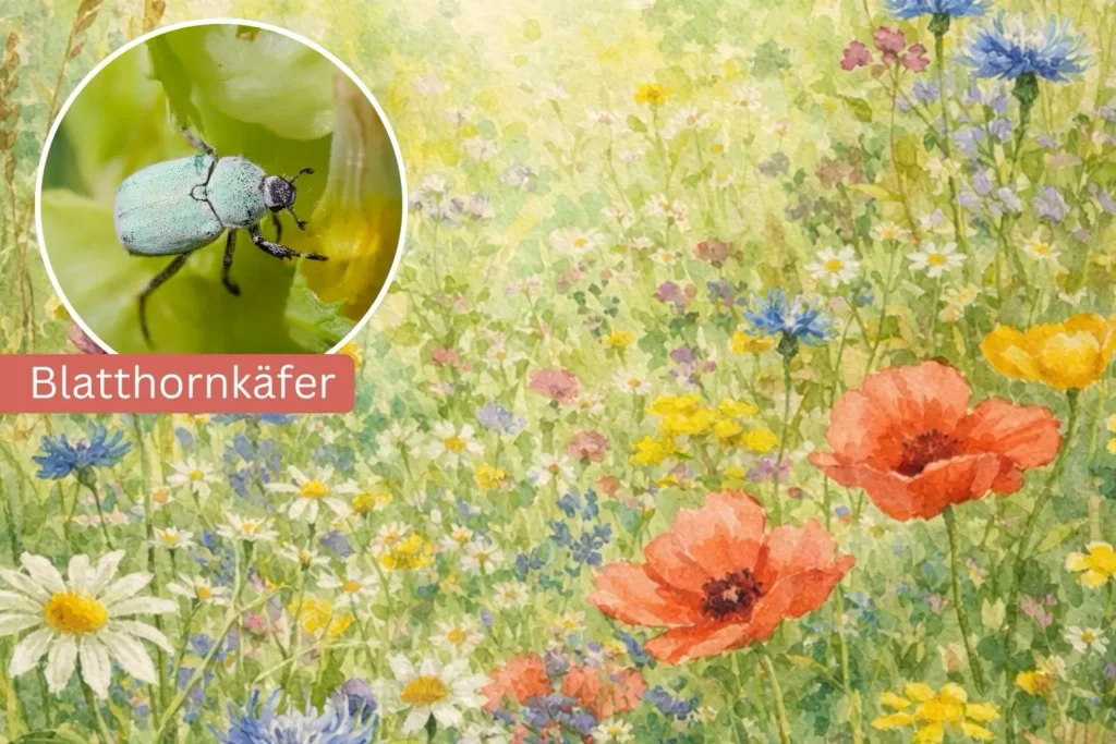 Blatthornkäfer in einer artenreichen Blumenwiese