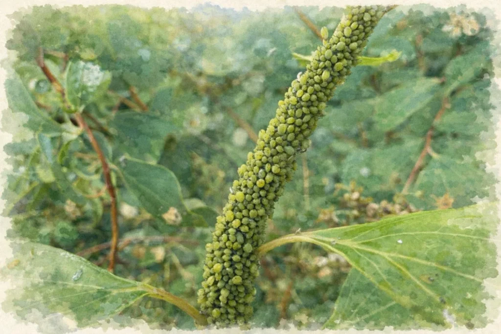 Blattläuse auf Pflanzenstängel, Aquarellillustration