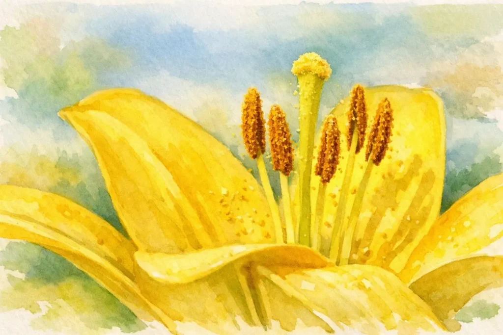 Offene Blüte mit gut sichtbaren Staubblättern und Pollen