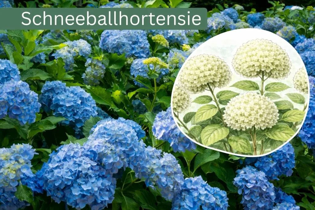 Schneeballhortensie Annabelle (Hydrangea arborescens) mit großen weißen Blütenbällen