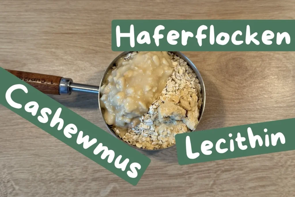 Zutaten für Barista Hafermilch mit Haferflocken Cashewmus und Lecithin