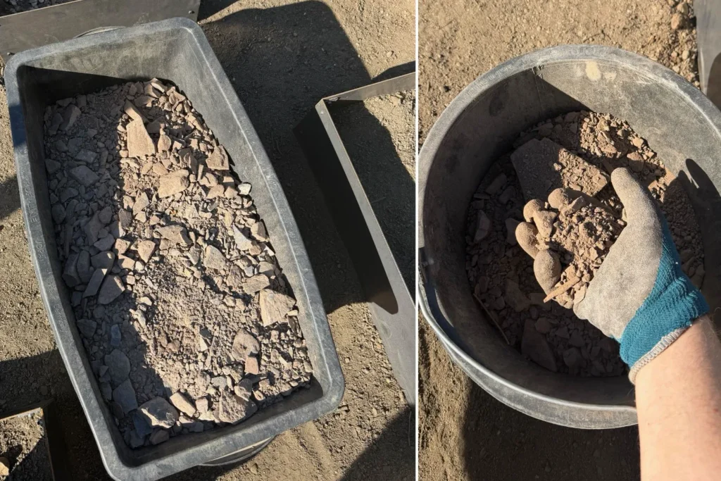 Mineralisches Substrat aus Steinresten und Sediment für ein Magerbeet