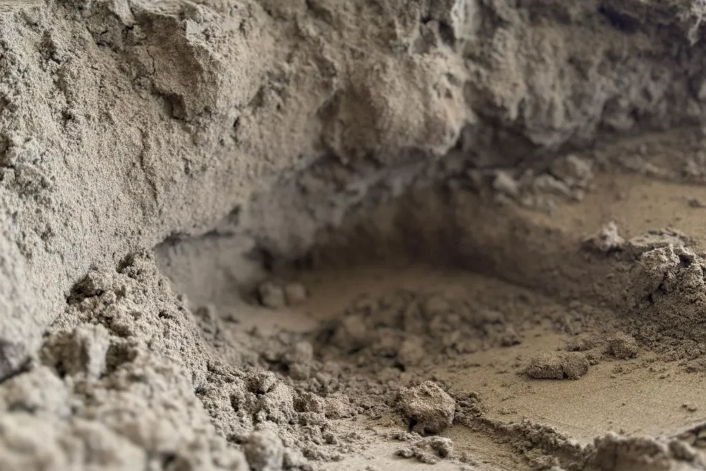 Offene Abbruchkante mit sandigem Boden als idealer Nistplatz für erdnistende Wildbienen