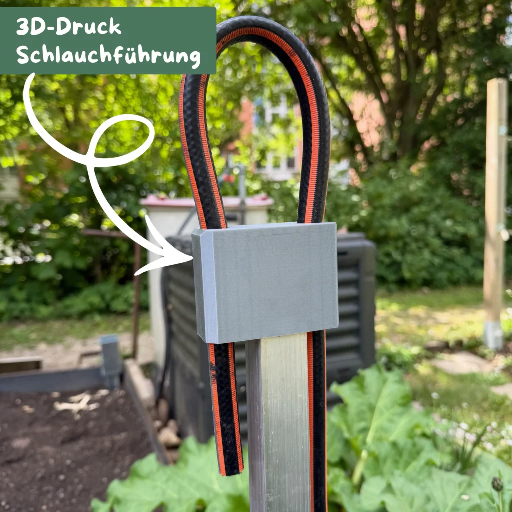 3D-gedruckte Schlauchführung für die Hauptleitung der automatischen Gartenbewässerung