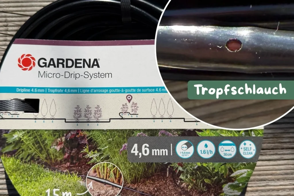 Gardena Tropfschlauch 4,6 mm für die automatische Bewässerung von Gemüsebeeten