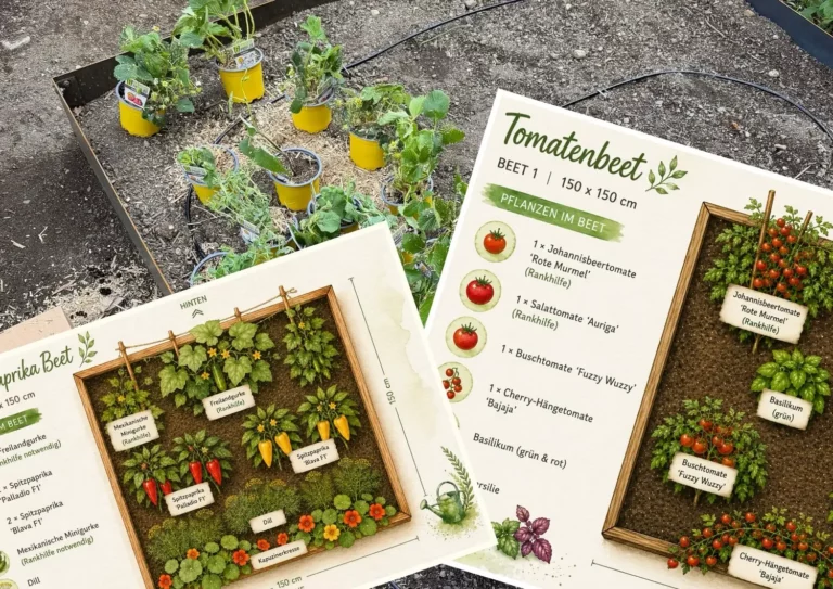 Mischkultur-Beetpläne für Tomaten- und Paprikabeete im naturnahen Gemüsegarten