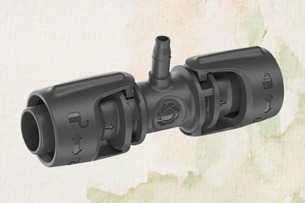 T-Stück von 13-mm-Hauptleitung auf 4,6-mm-Verlegerohr für das Gardena Micro-Drip-System