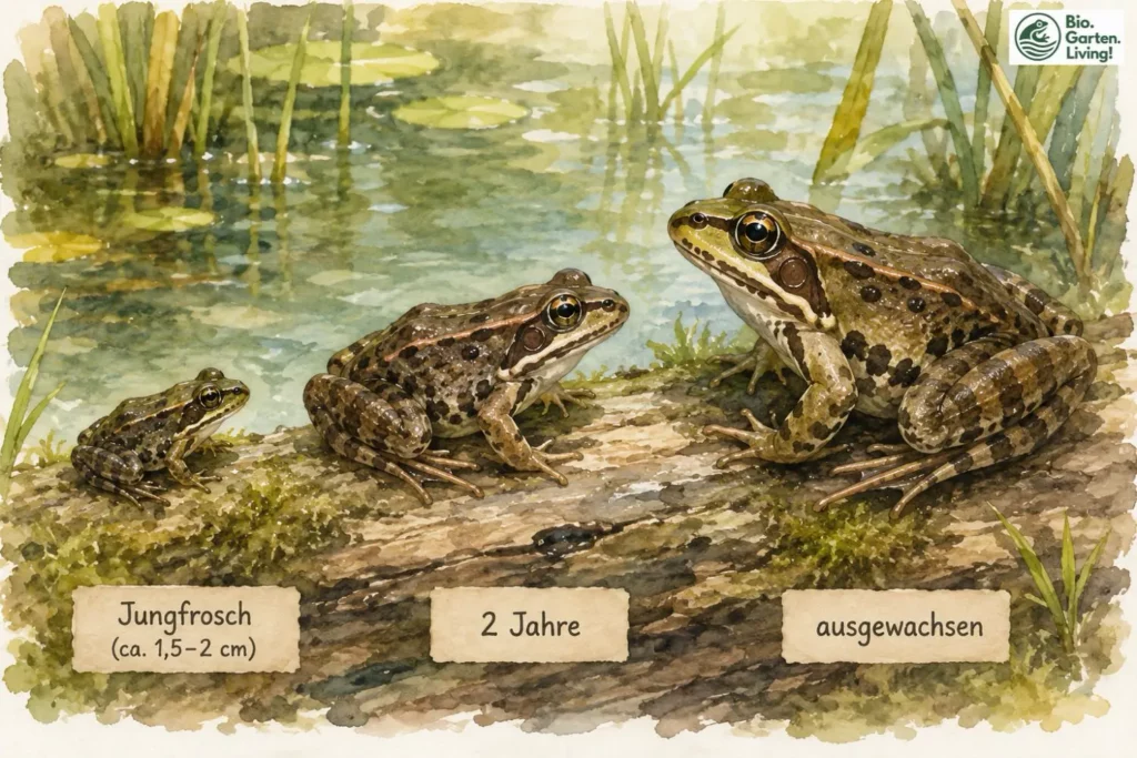 Entwicklung vom Jungfrosch bis zum ausgewachsenen Grasfrosch