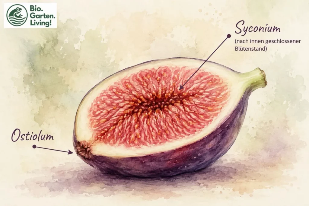 Querschnitt einer Feige mit Syconium und Ostiolum