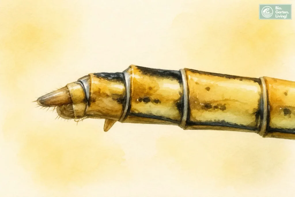 Nahaufnahme des Legebohrers einer weiblichen Libelle