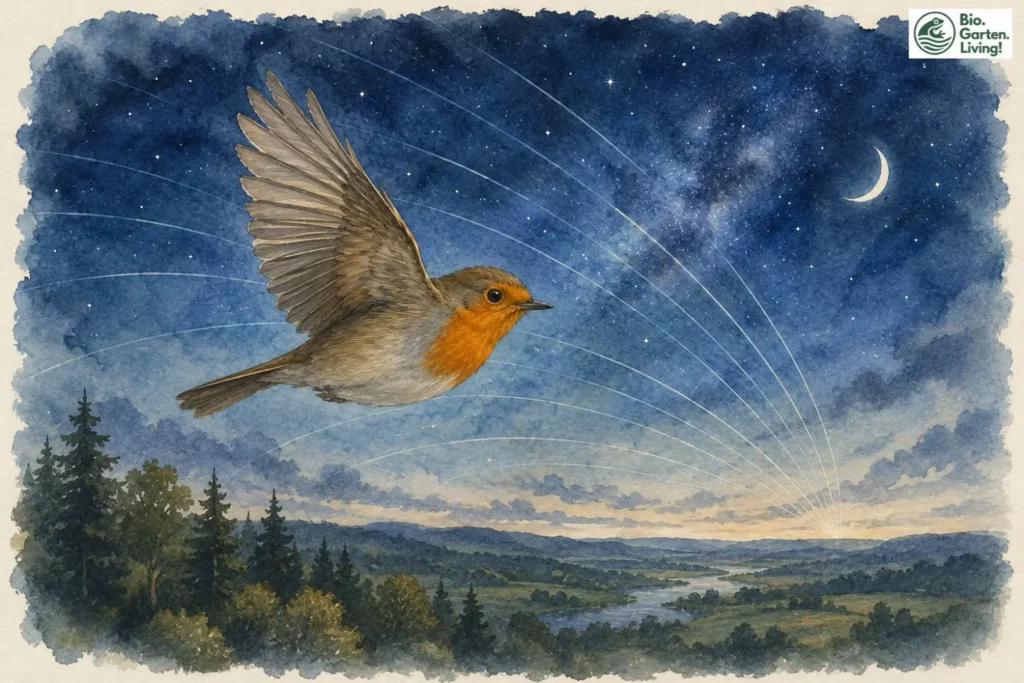 Rotkehlchen orientiert sich während des Vogelzugs am Magnetfeld der Erde