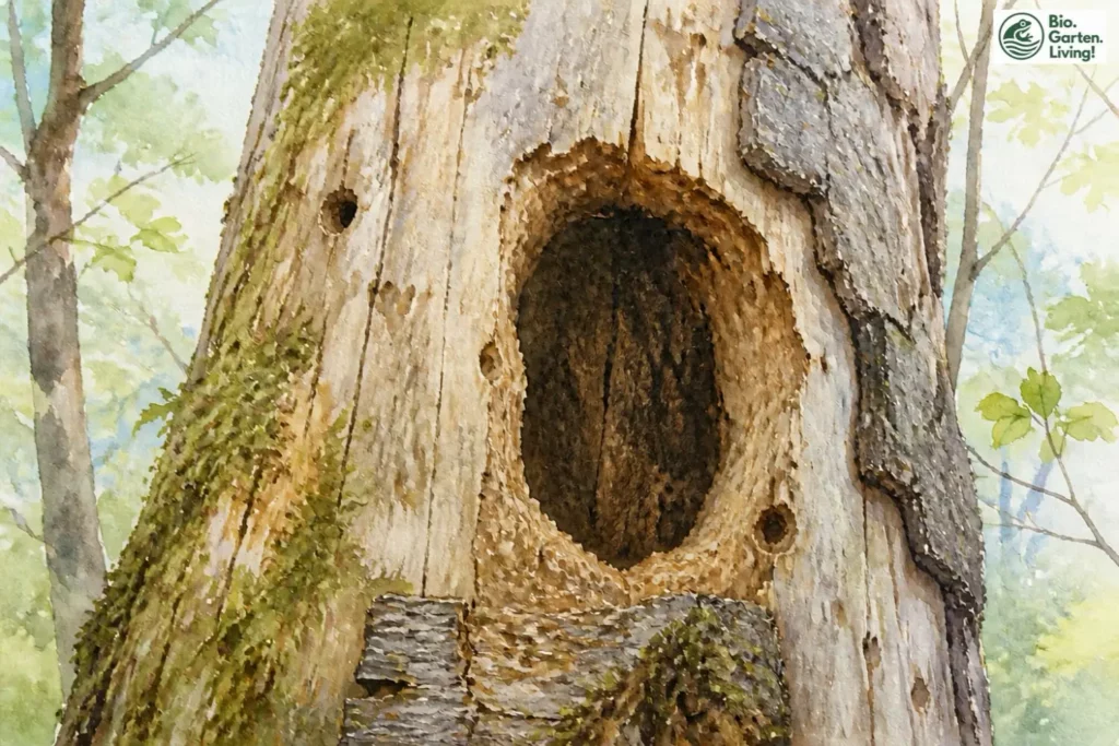 Baumhöhle in einem alten Laubbaum als natürliches Fledermausquartier