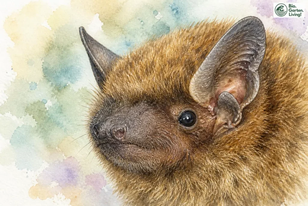 Nahaufnahme von Auge und Ohr einer Fledermaus