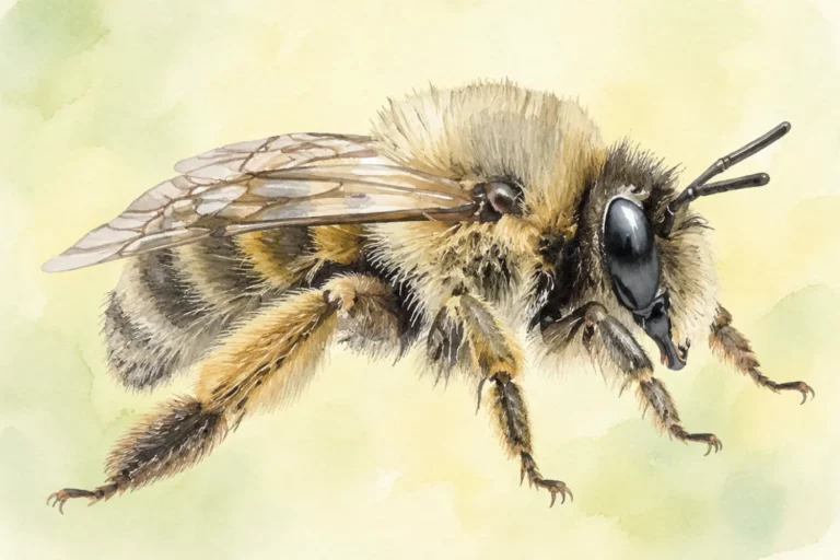 Illustration der Gemeinen Pelzbiene (Anthophora plumipes)
