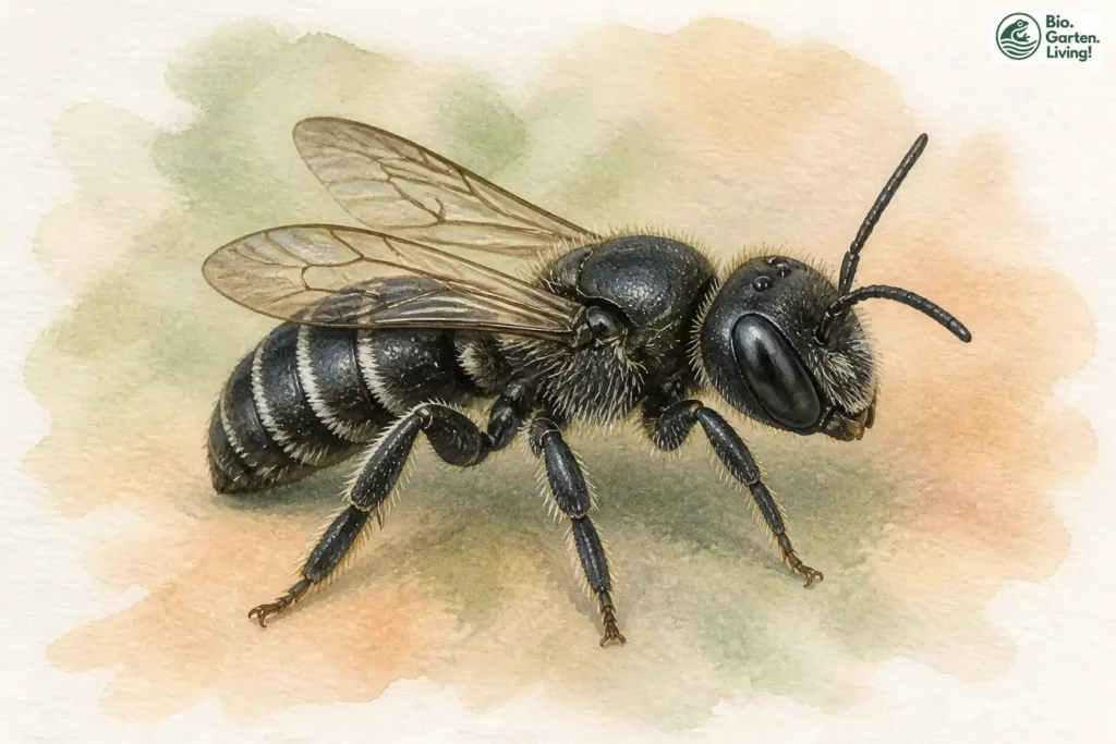 Aquarell der Gewöhnlichen Natternkopfbiene (Hoplitis adunca)