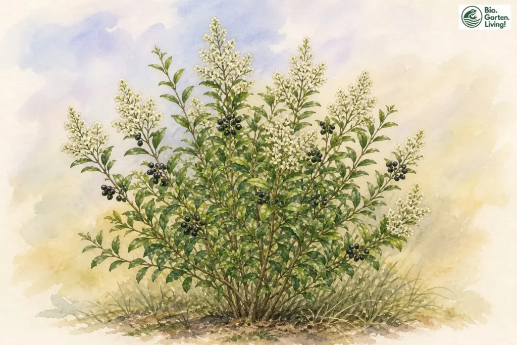 Gewöhnlicher Liguster (Ligustrum vulgare) als Aquarell