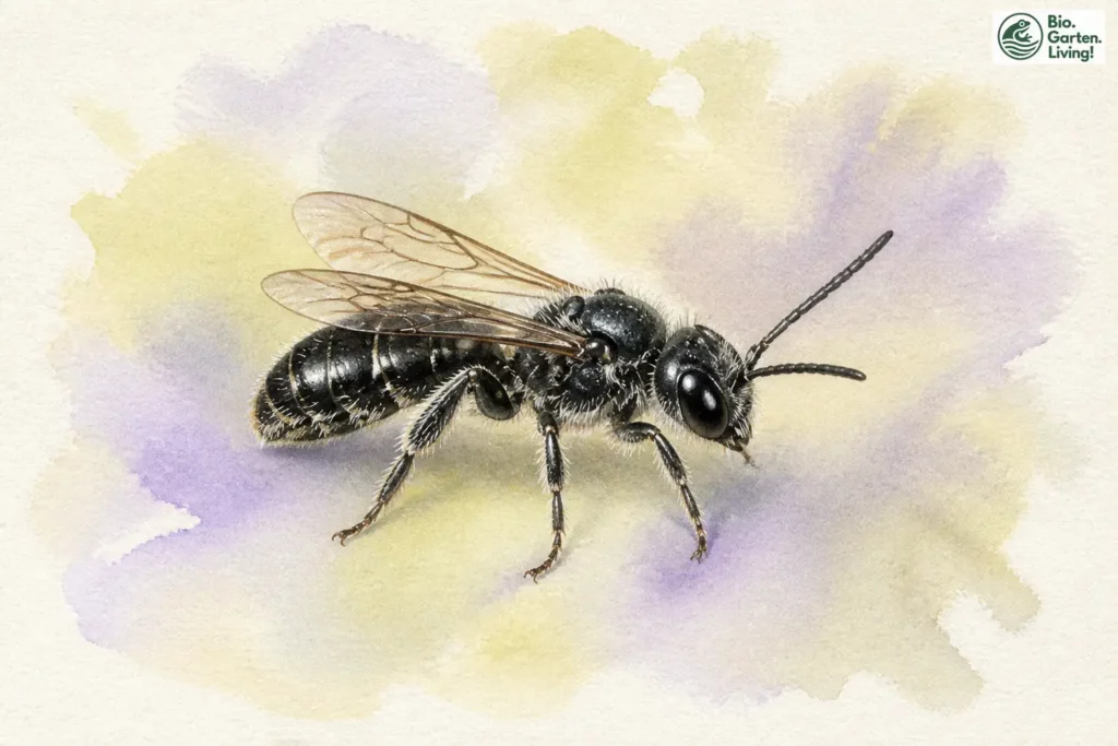 Aquarell der Gezähnten Glanzbiene (Dufourea dentiventris)