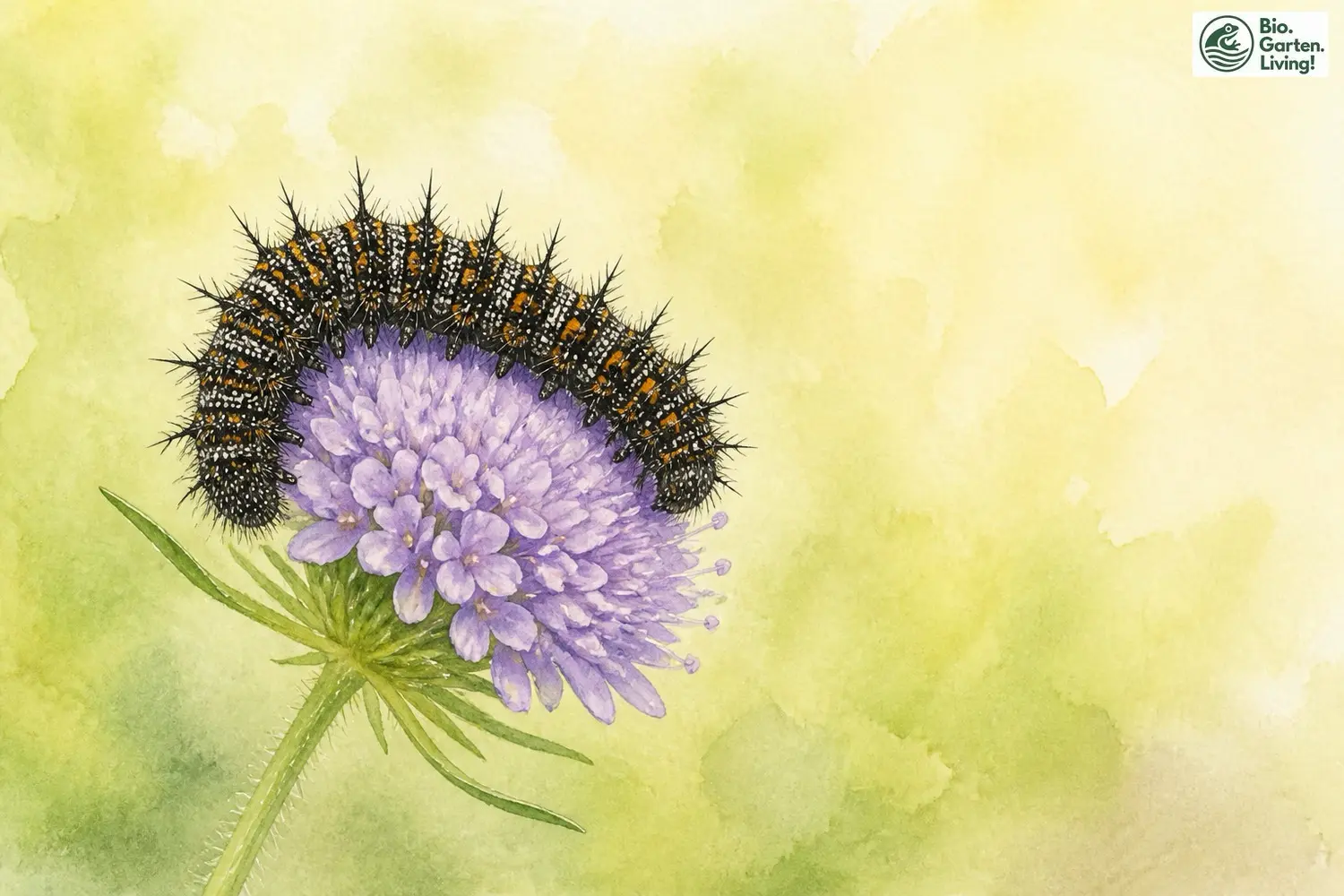 Raupe des Goldenen Scheckenfalters (Euphydryas aurinia) am Teufelsabbiss