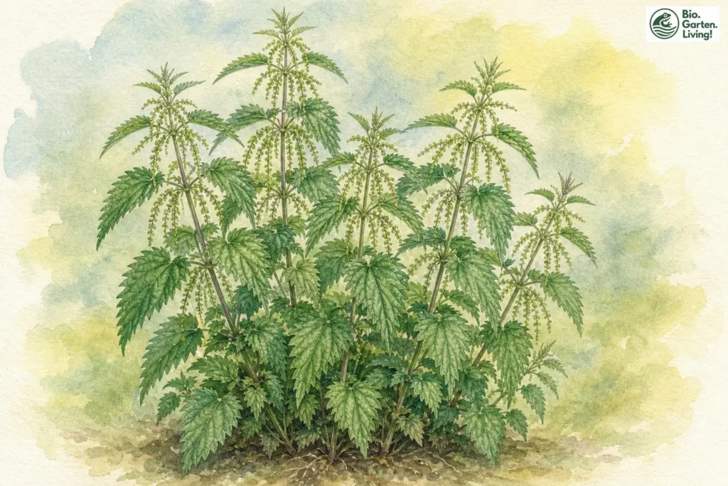 Große Brennnessel (Urtica dioica) als Aquarell