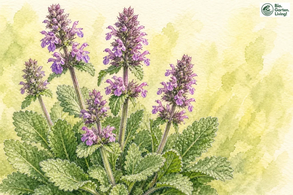 Aquarellillustration des Heil-Ziests (Stachys officinalis)