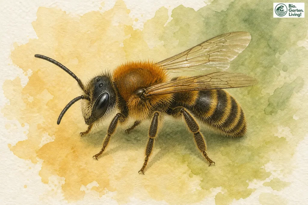 Aquarell der Pippau-Sandbiene (Andrena fulvago)