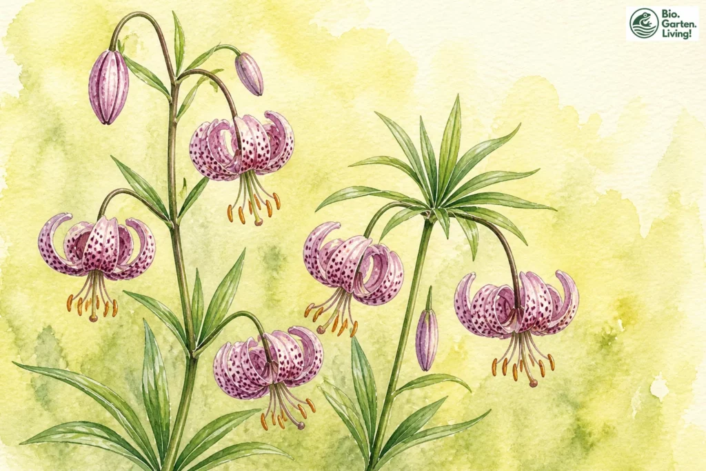 Aquarellillustration der Türkenbundlilie (Lilium martagon)