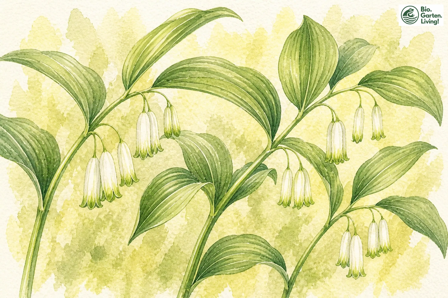 Aquarellillustration der Vielblütigen Weißwurz (Polygonatum multiflorum)