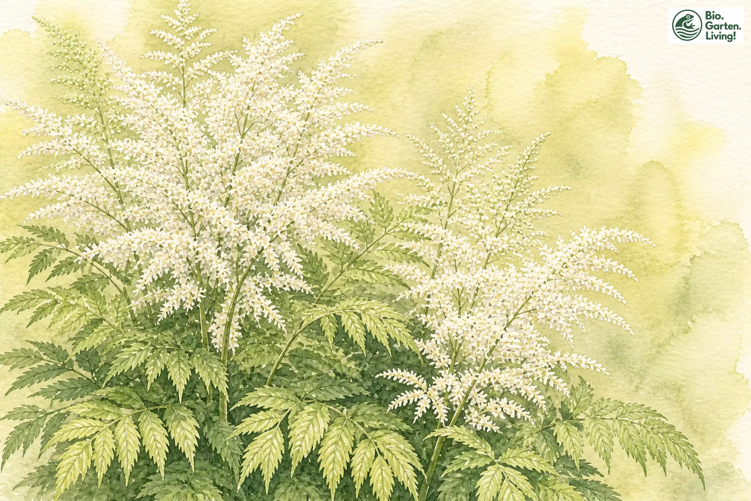 Aquarellillustration des Wald-Geißbarts (Aruncus dioicus)