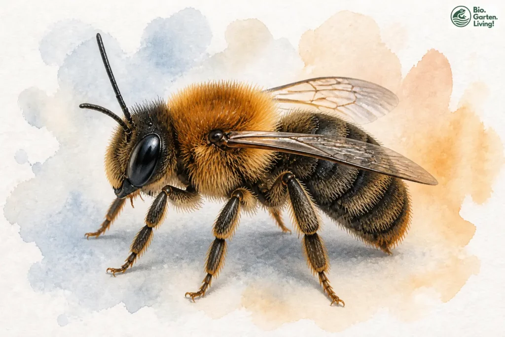 Aquarell der Wald-Pelzbiene (Anthophora furcata)
