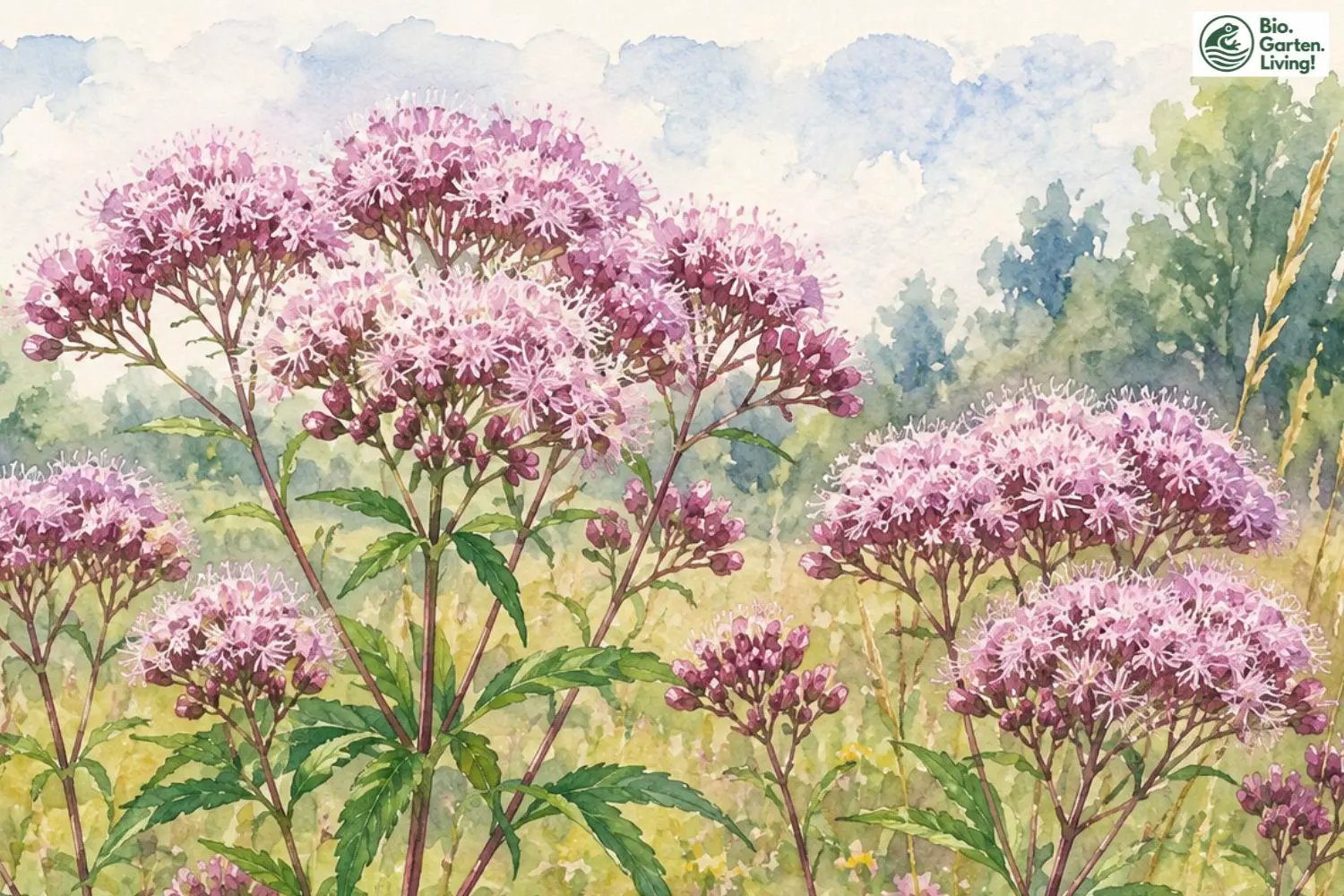 Aquarellillustration des Wasserdosts (Eupatorium cannabinum)