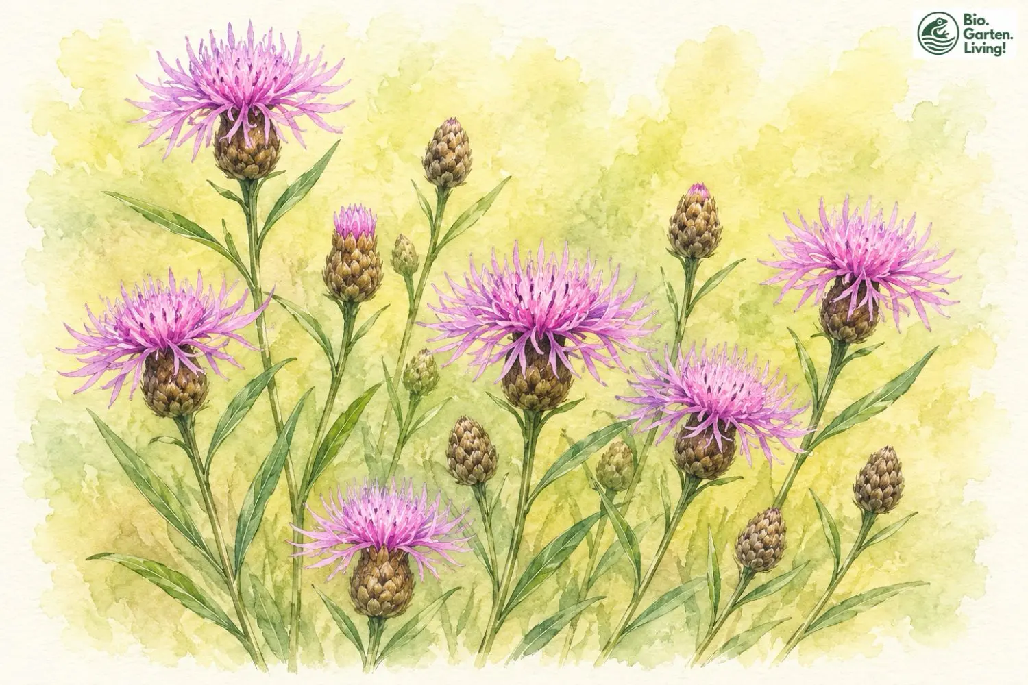 Aquarellillustration der Wiesen-Flockenblume (Centaurea jacea)