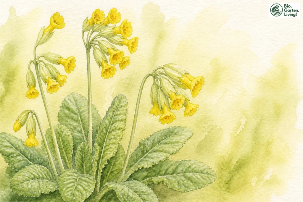 Aquarellillustration der Wiesen-Schlüsselblume (Primula veris)