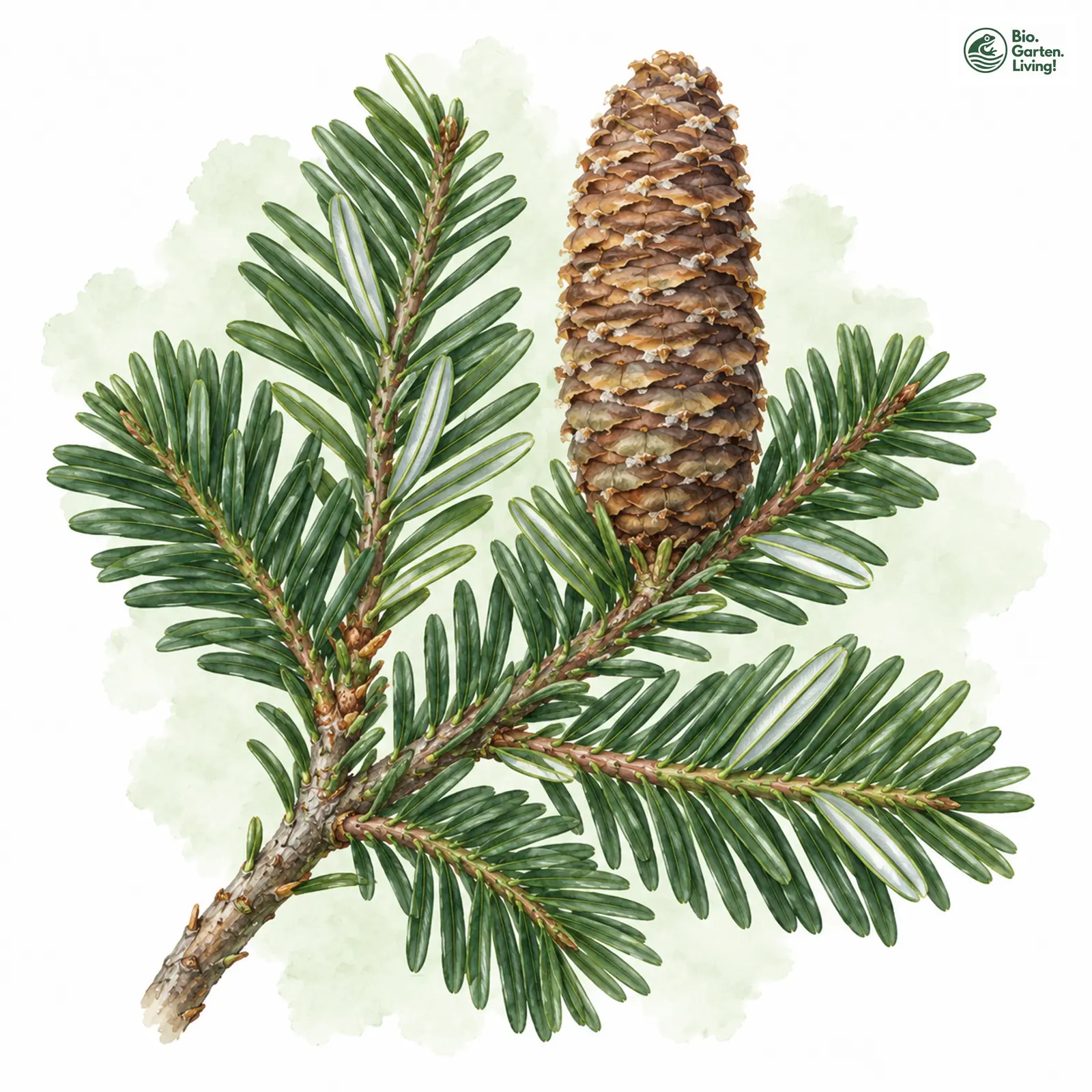 Aquarellzeichnung: Weiß-Tanne (Abies alba)
