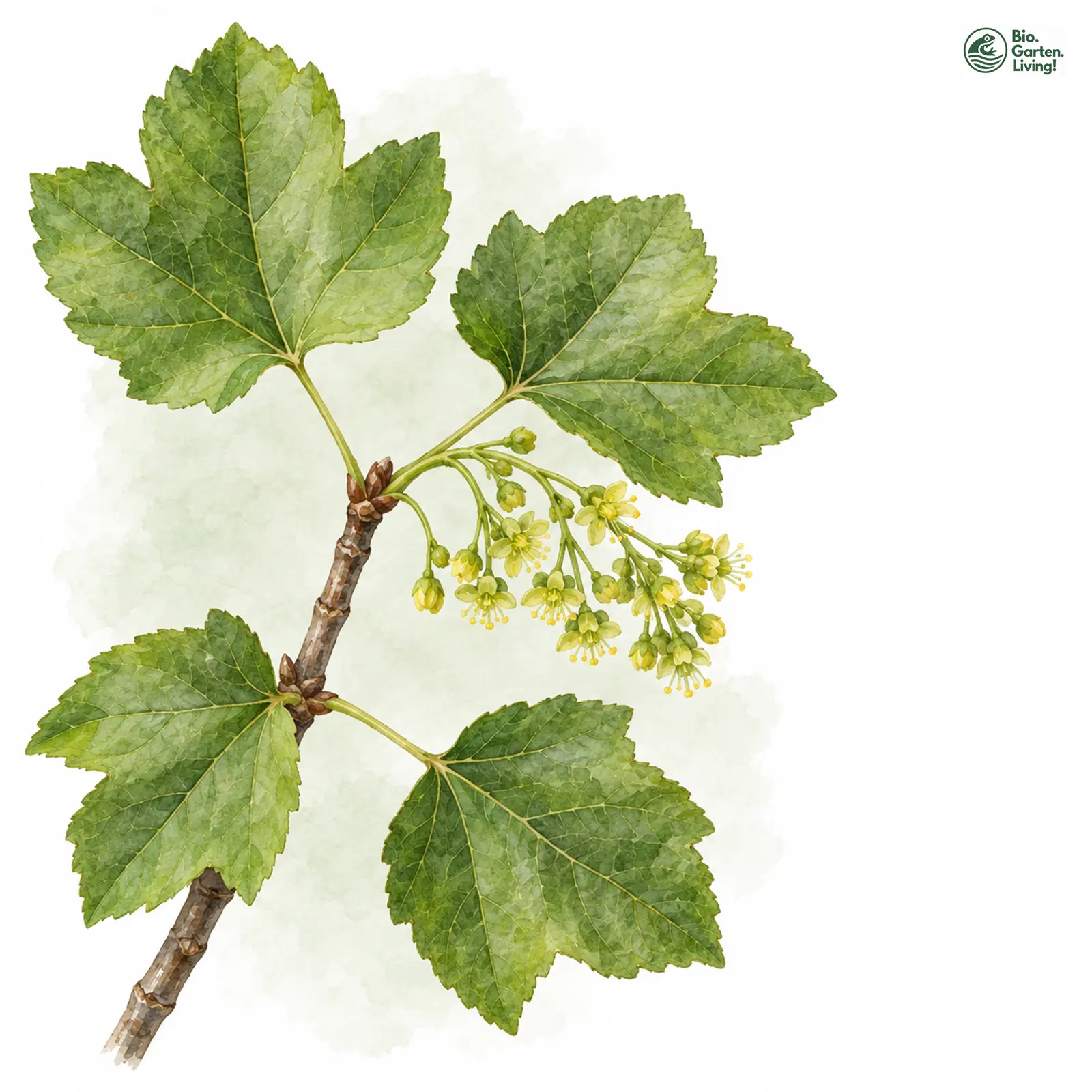 Aquarellzeichnung: Schweizer Ahorn (Acer opalus)