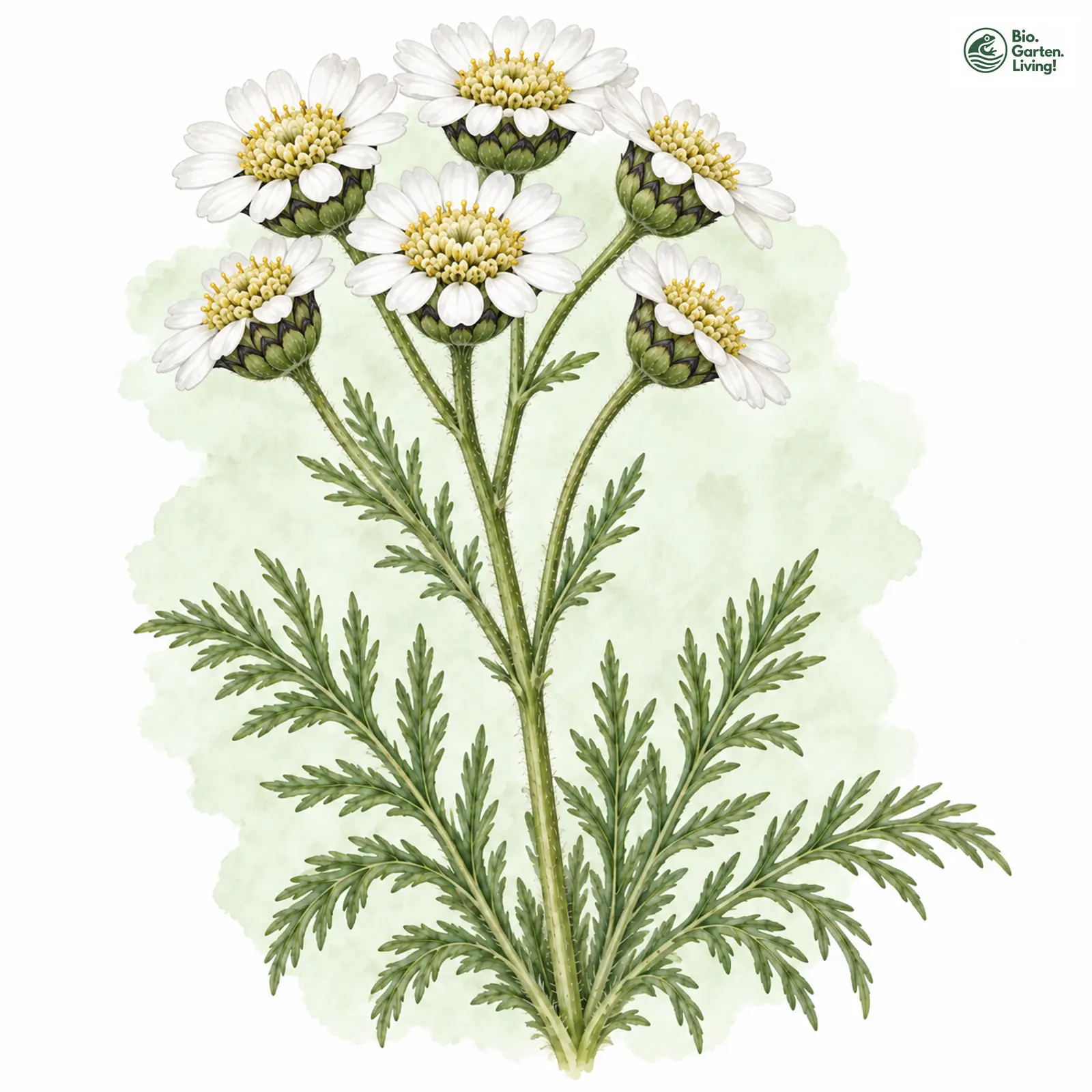 Aquarellzeichnung: Schwarzrandige Schafgarbe (Achillea atrata)
