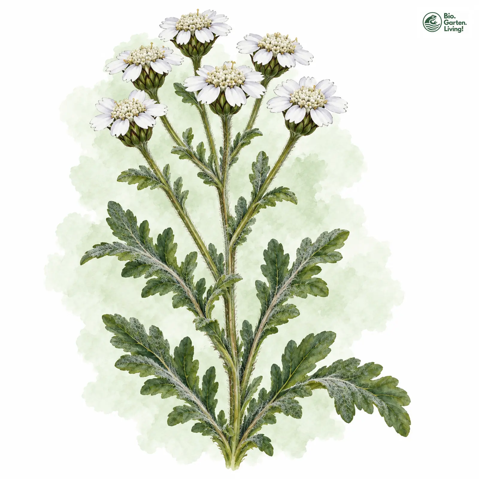 Aquarellzeichnung: Bittere Schafgarbe (Achillea clavenae)