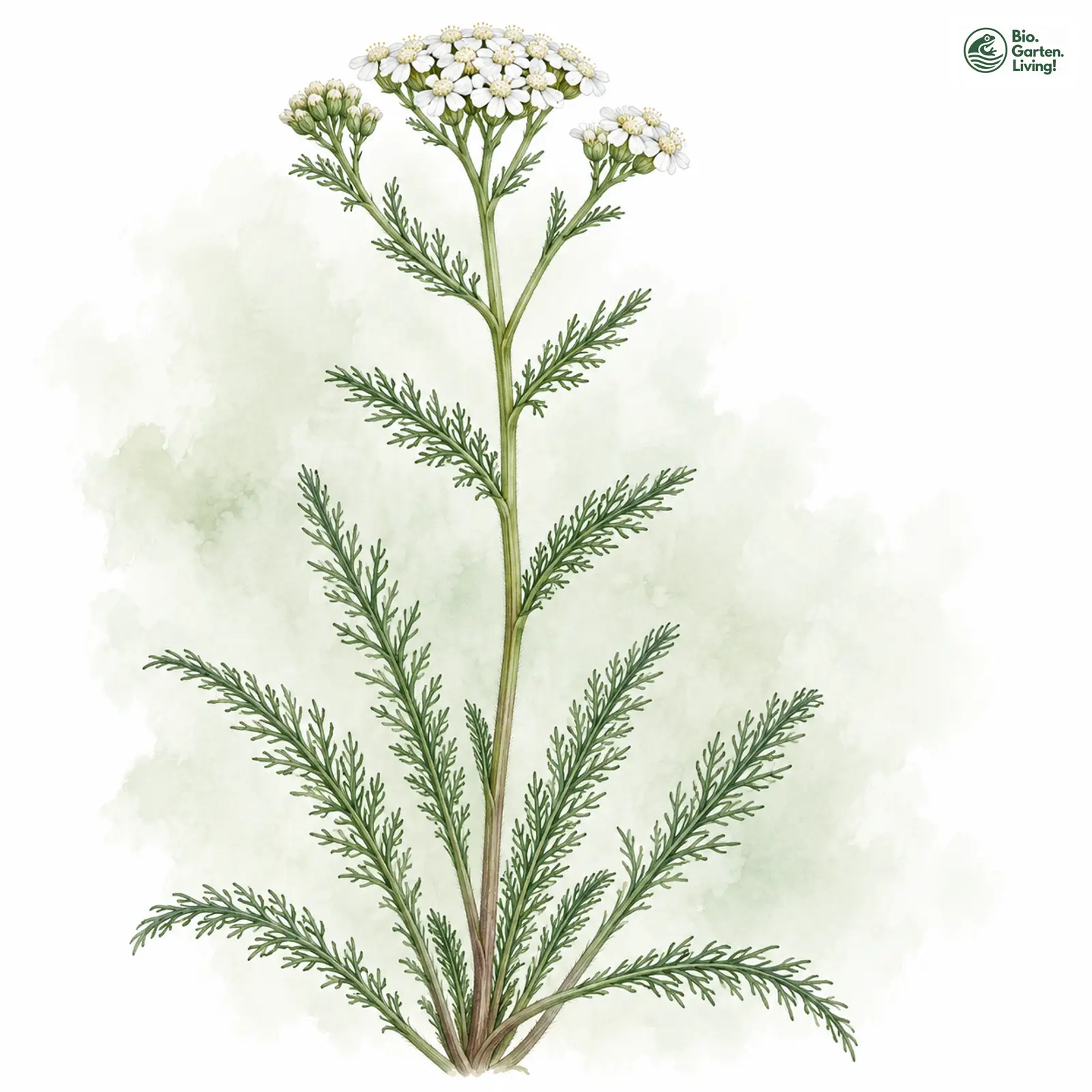 Aquarellzeichnung: Hügel-Schafgarbe (Achillea collina)