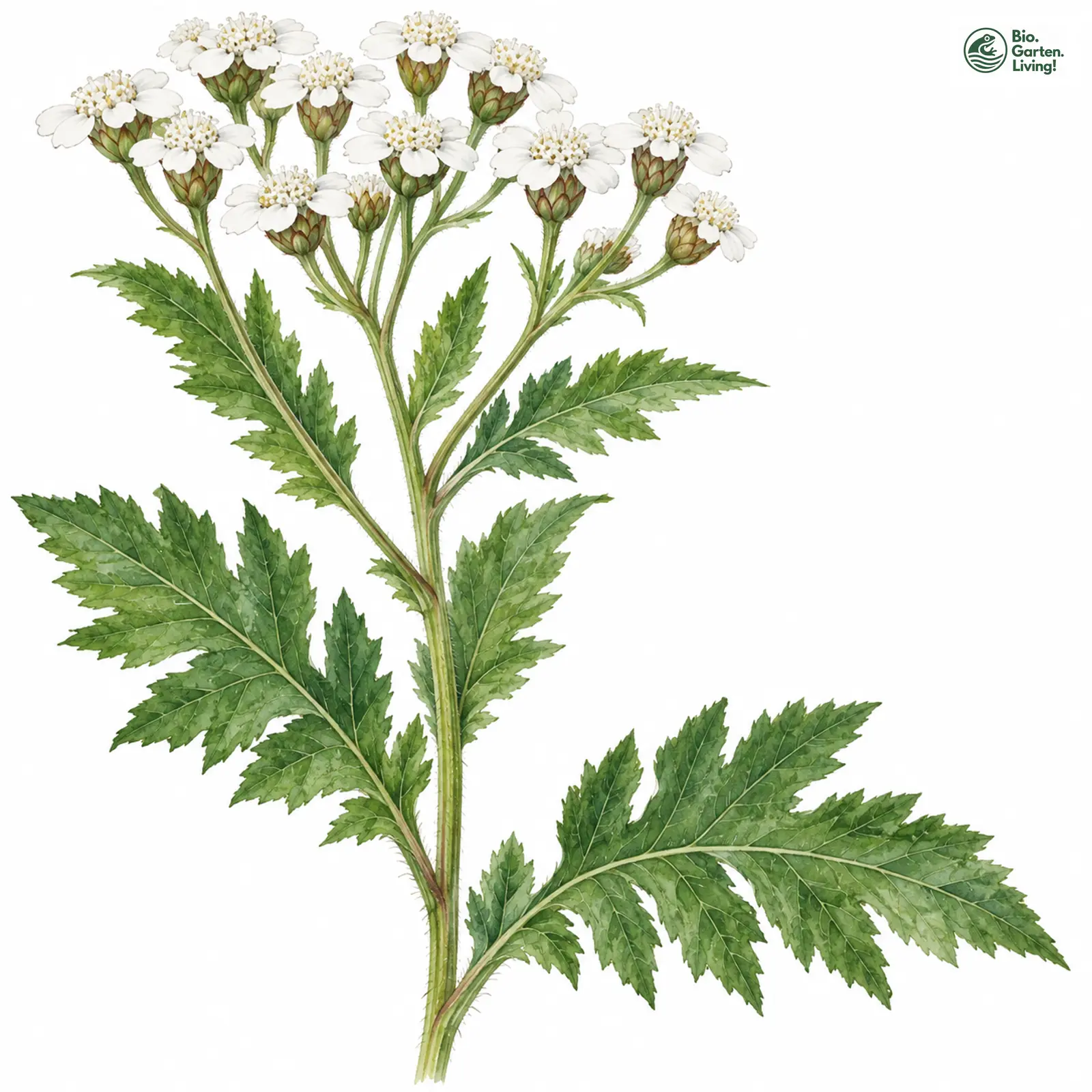 Aquarellzeichnung: Großblättrige Schafgarbe (Achillea macrophylla)