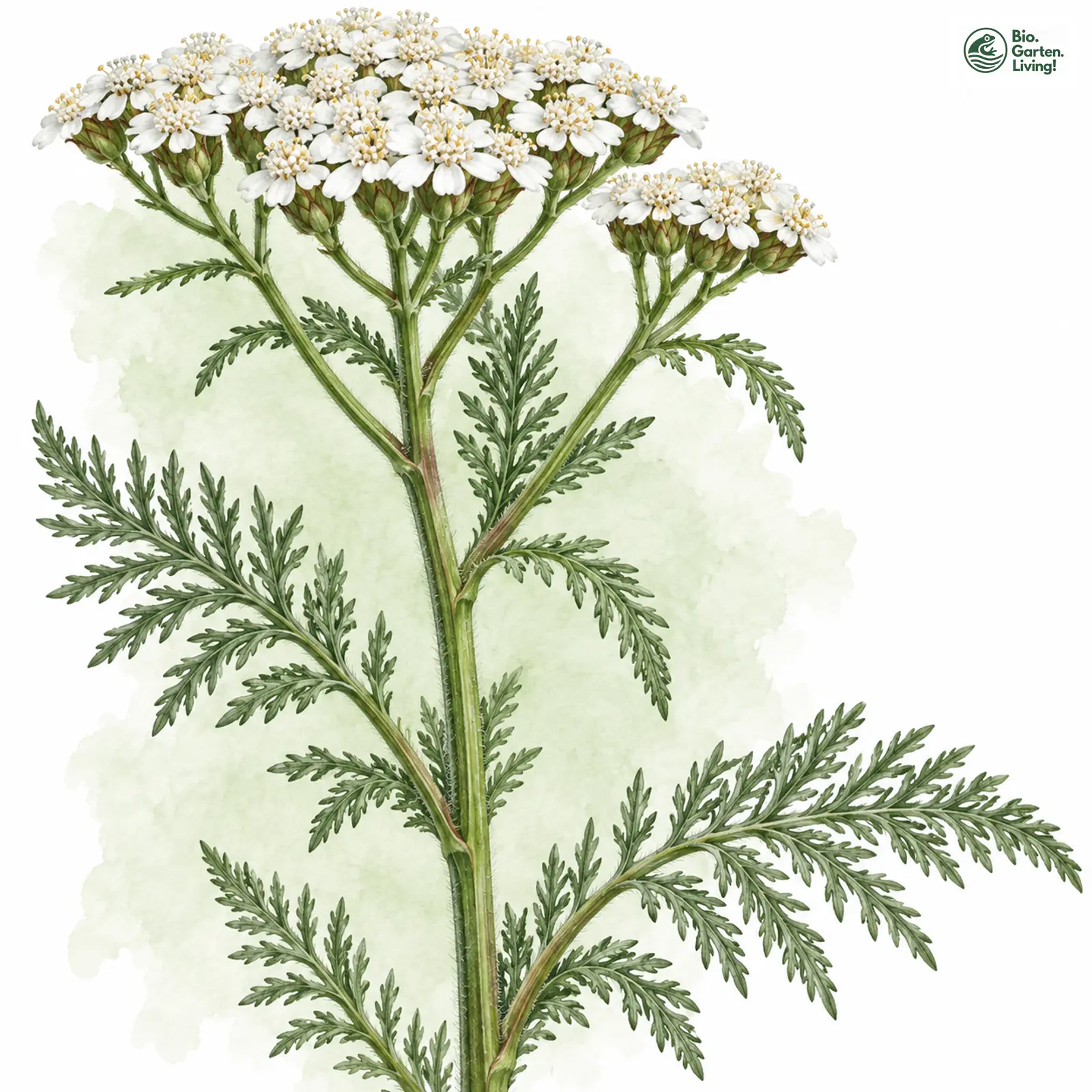 Aquarellzeichnung: Gewöhnliche Schafgarbe (Achillea millefolium)