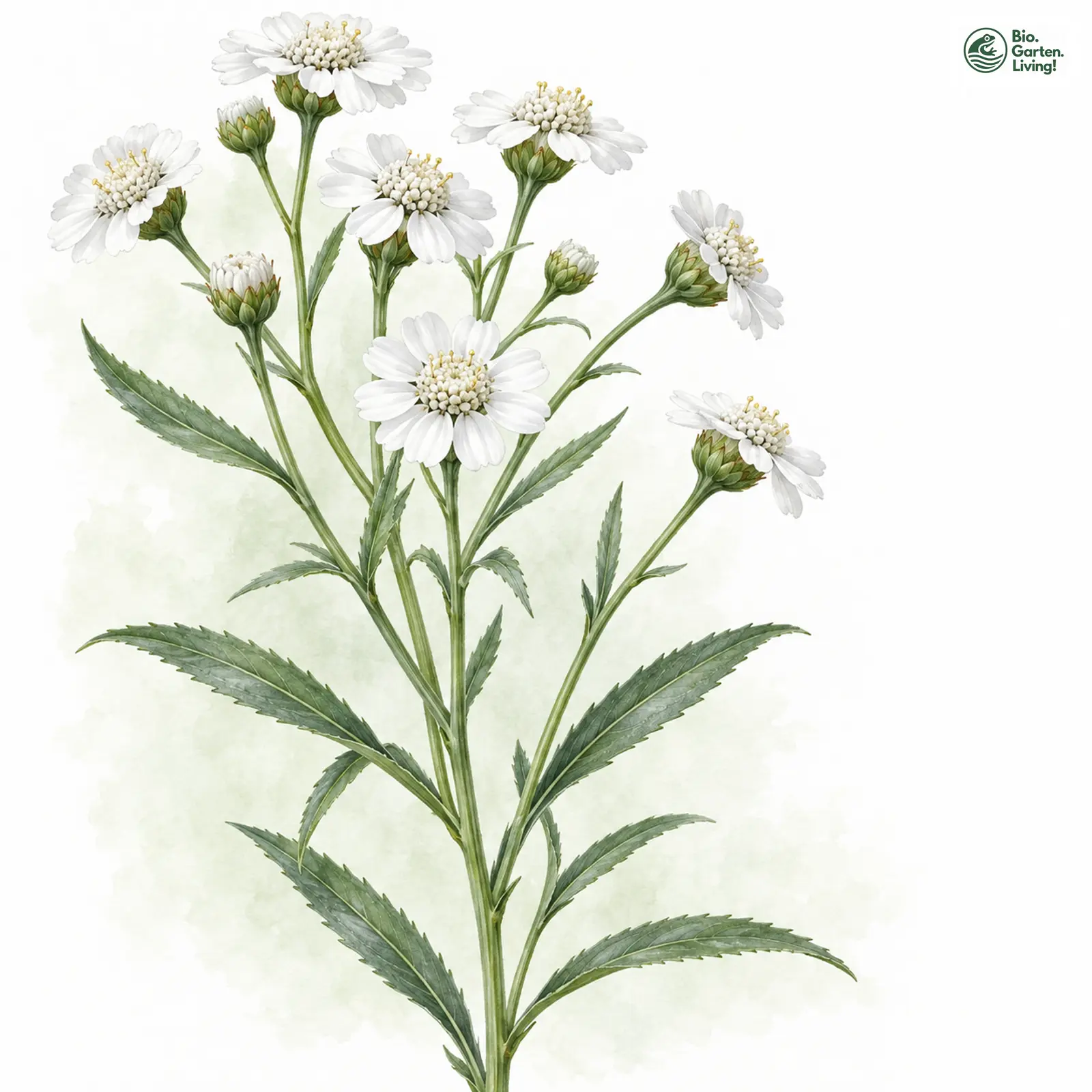 Aquarellzeichnung: Sumpf-Schafgarbe (Achillea ptarmica)
