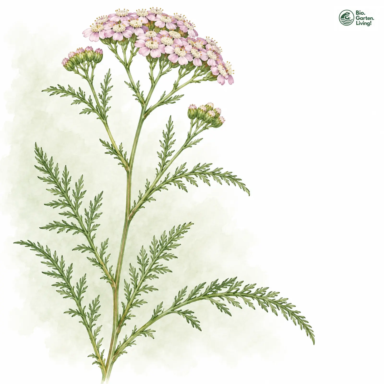 Aquarellzeichnung: Blassrote Schafgarbe (Achillea roseoalba)