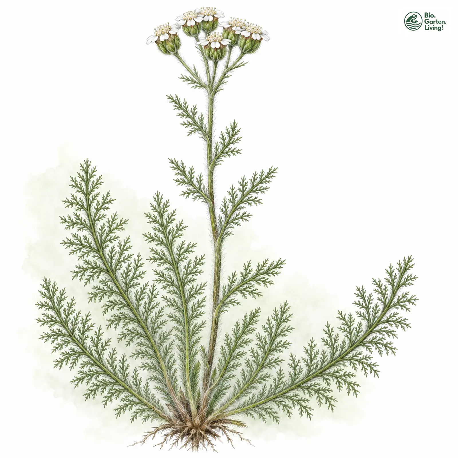 Aquarellzeichnung: Feinblättrige Schafgarbe (Achillea setacea)