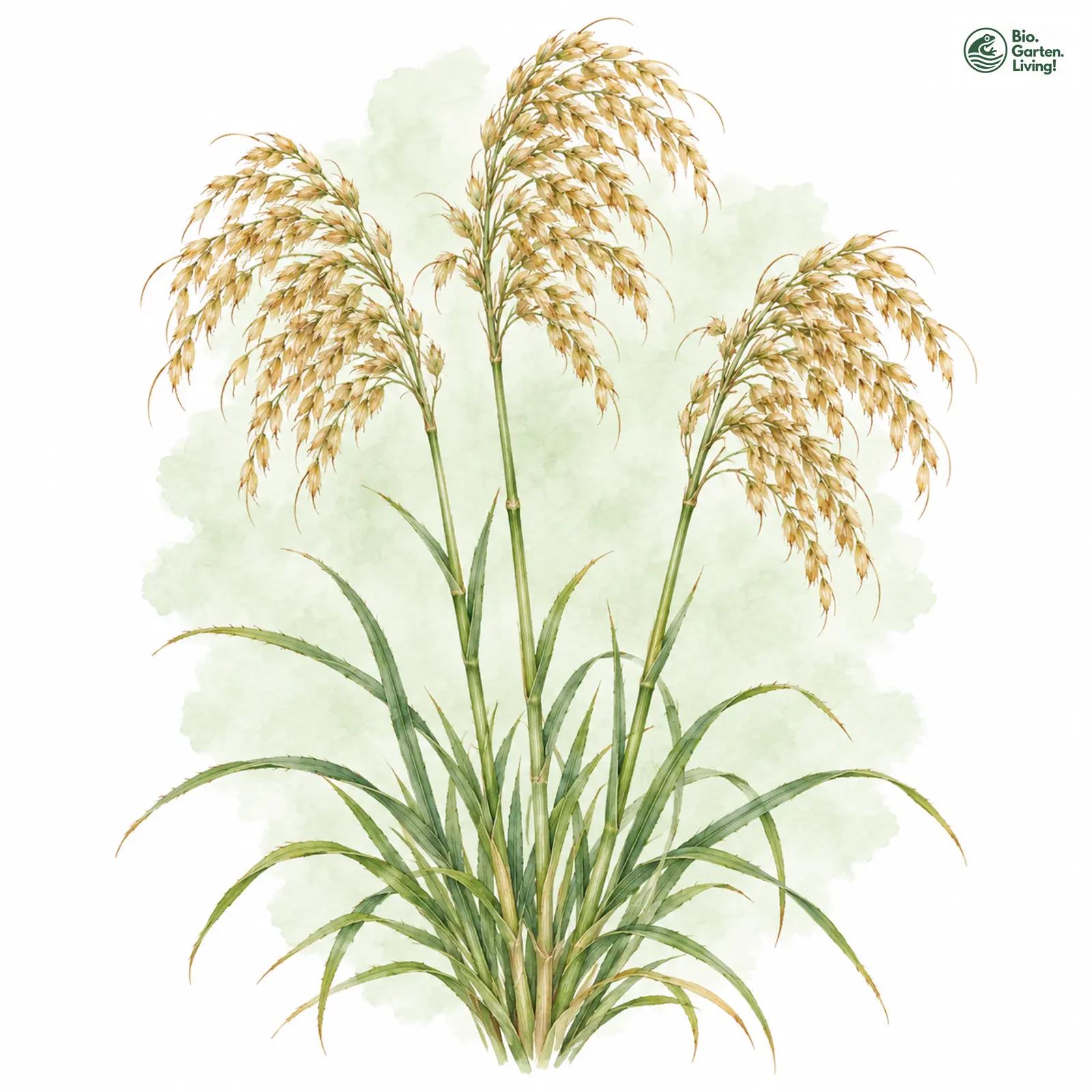 Aquarellzeichnung: Silber-Raugras (Achnatherum calamagrostis)